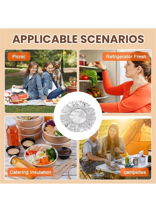 Forest Home 30Pcs Repeatable Aluminium Foil Film Insulation Cover,Aluminum Foil Food Covers,Kitchen Fresh-Keeping Insulation Film,Fruit Cling Wra,Reusable Elastic Bowl Covers - Image 2